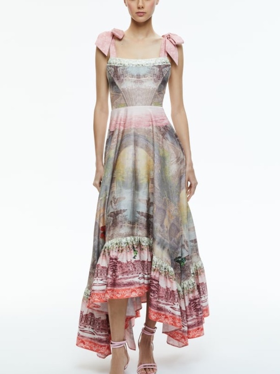 Alice + Olivia Dresses & Skirts - Alice + Olivia Rosalee Versailles Corset Pink Tie Maxi Dress Bustier - Size 2